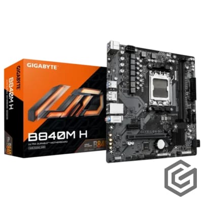 GIGABYTE B840M H M-ATX AM5 Motherboard, AMD B840 Chipset, 2x DDR5 DIMM Slots, 128GB Max Memory, 1 x PCIe 4.0 x16 slot, 1 x PCIe 4.0 M.2 Slot