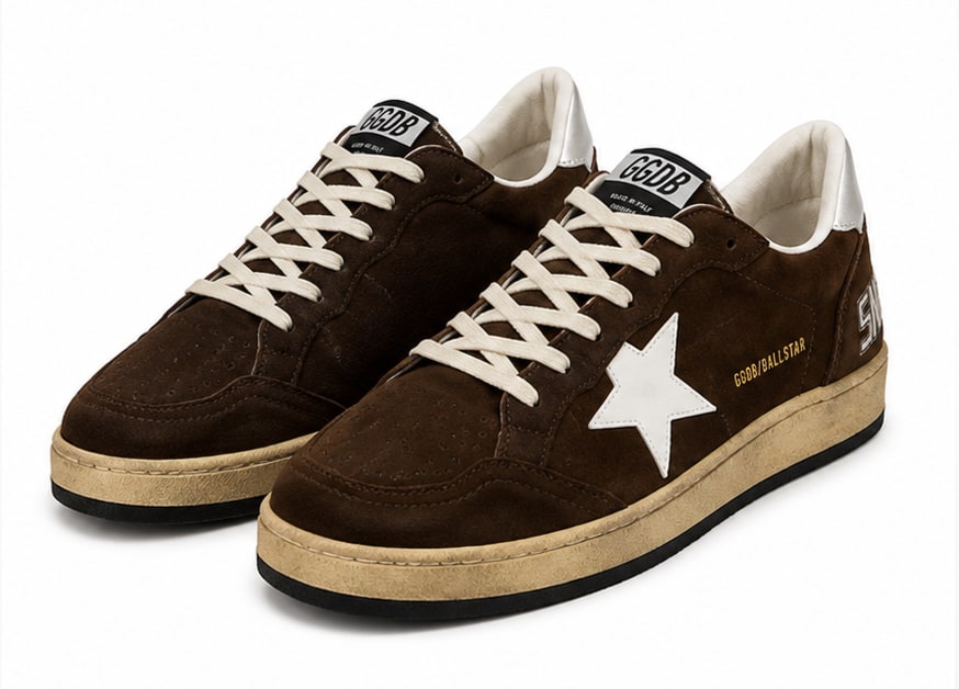Golden Goose Ball Star Brown Suede Premium Brown Golden Goose ფეხსაცმელი Ketebi.ge
