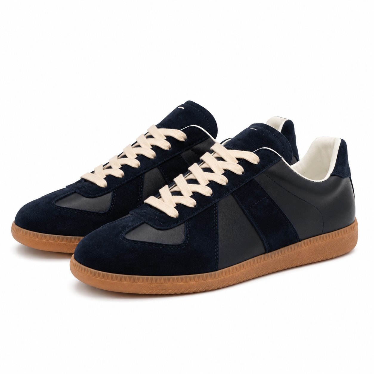 Maison Margiela Replica Leather & Suede Sneakers – Navy / Gum Blue Maison Margiela ფეხსაცმელი Ketebi.ge