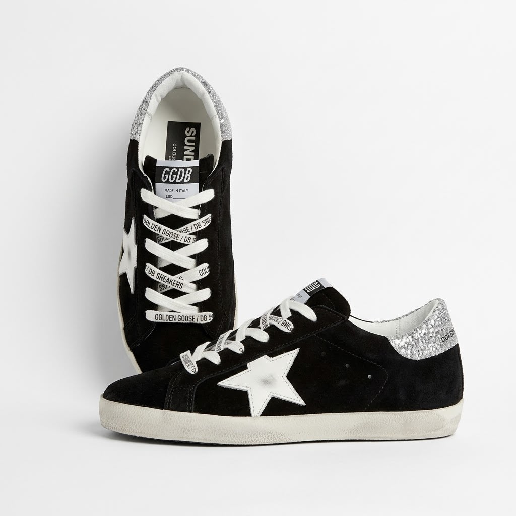 Golden Goose Super-Star Black / White / Silver Black / White Golden Goose ფეხსაცმელი Ketebi.ge