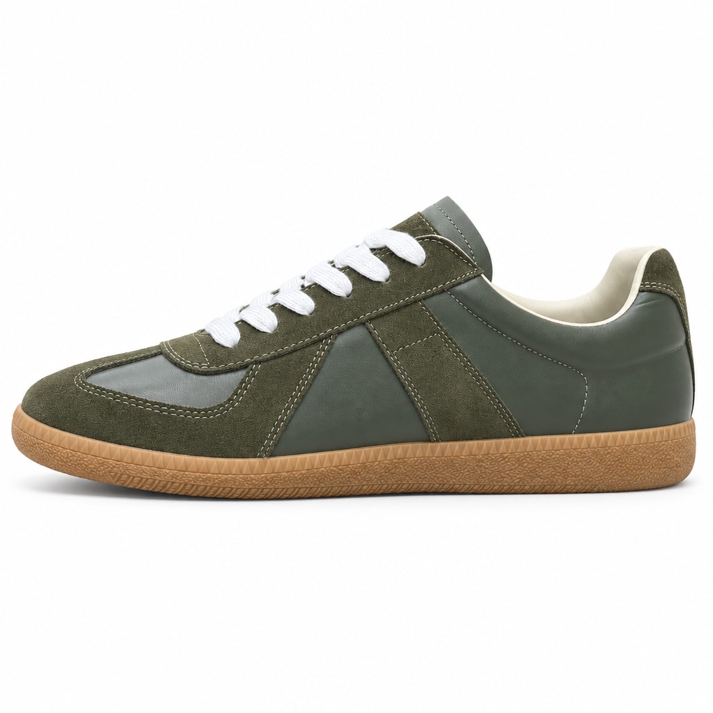 Maison Margiela Replica მწვანე დაბალყელიანი სნიკერი თეთრი თასმებით და რეზინისფერი ძირით