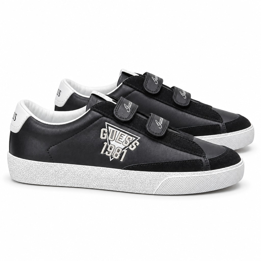 Guess Velcro Sneakers — Black / Beige / White bottom Black Guess ფეხსაცმელი Ketebi.ge