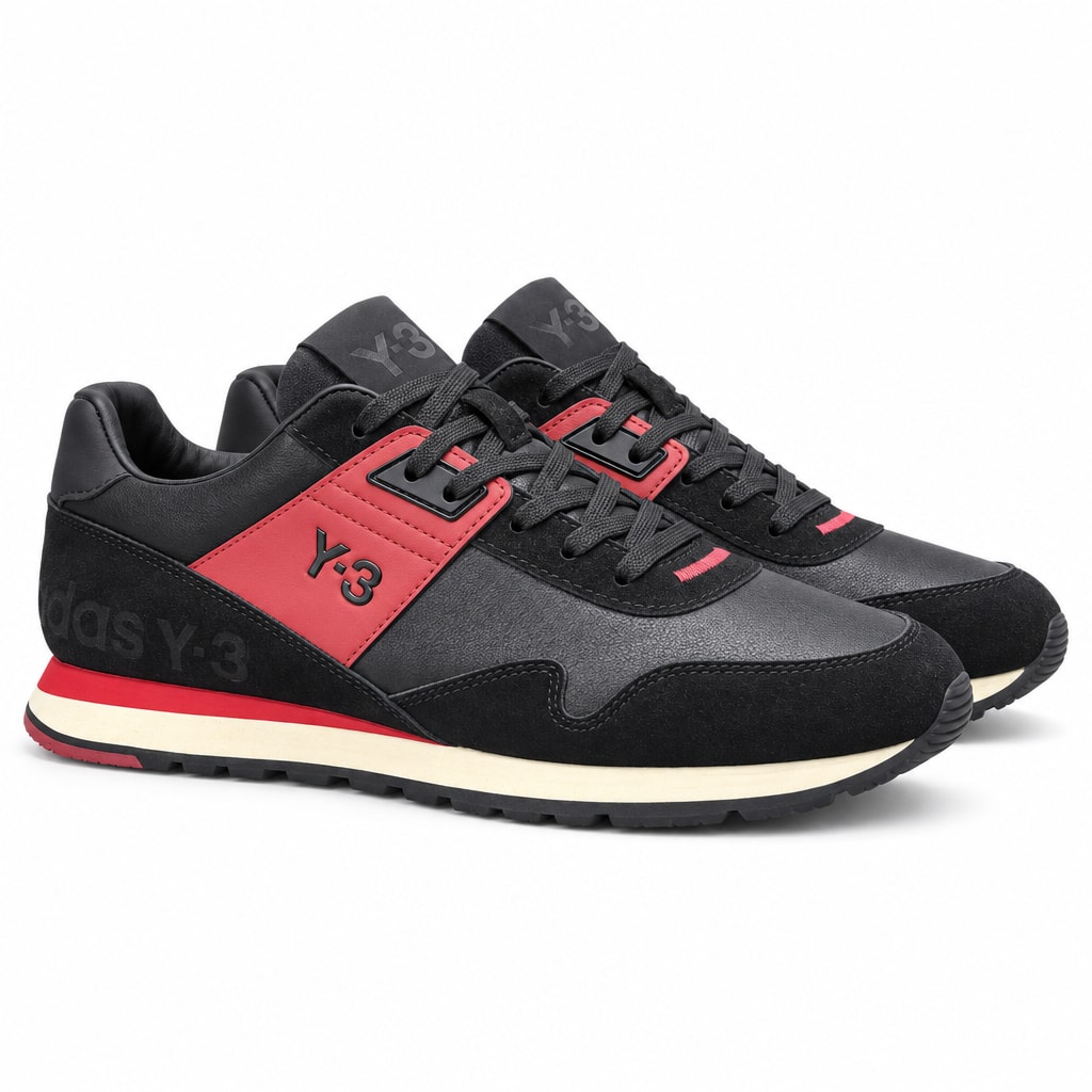 Y-3 Low-Top Sneakers — Black / Red Black Y-3 ფეხსაცმელი Ketebi.ge