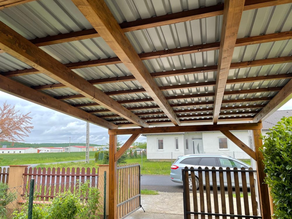 Carport in Altstaetten with trapezoid roof - After completion - Image 1