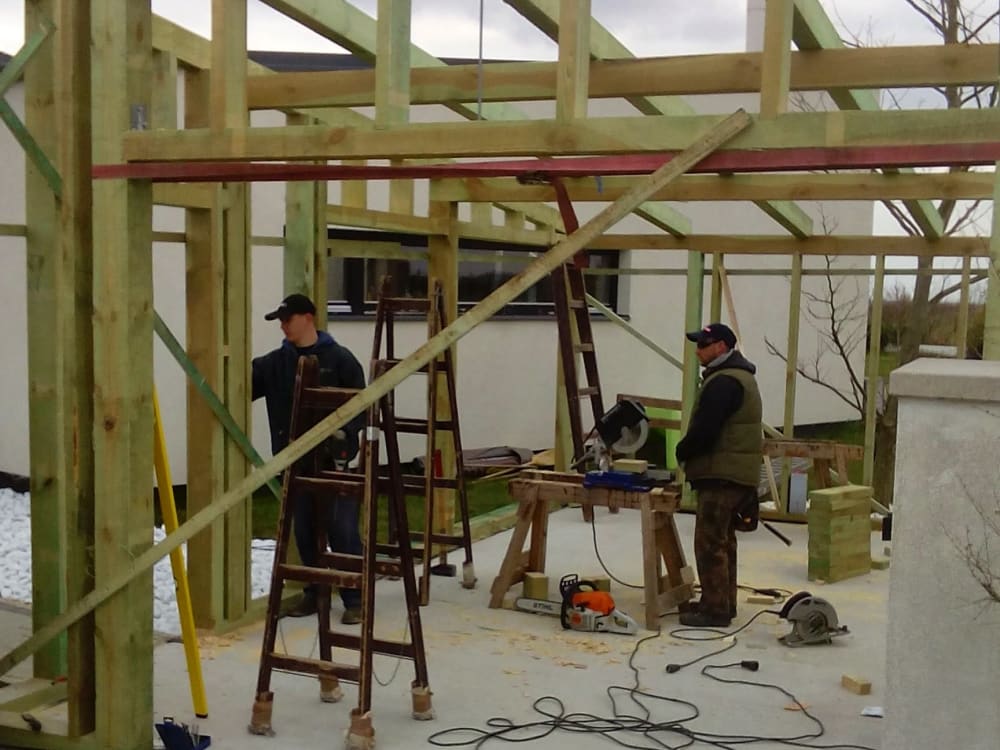 Lightweight timber garage in Sennwald - During installation - Image 3