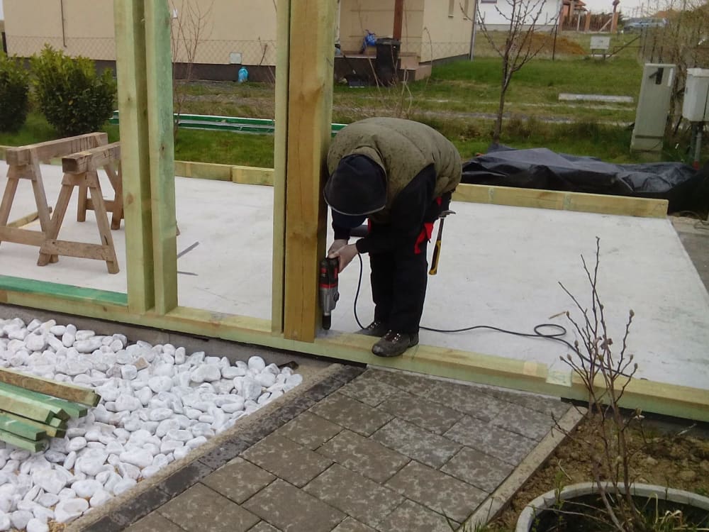Lightweight timber garage in Sennwald - During installation - Image 5