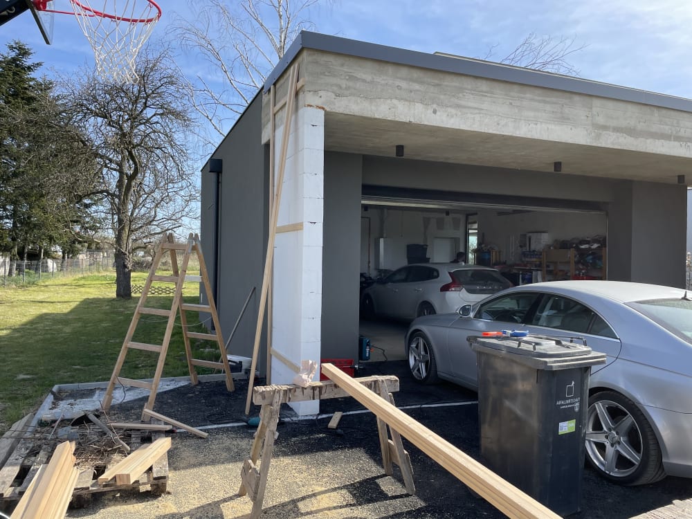Garage facade in Wildhaus with timber slats - Before work - Image 5