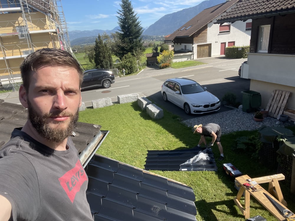 Fordach in Gams mit Profilblech - Während der Ausführung - Bild 2