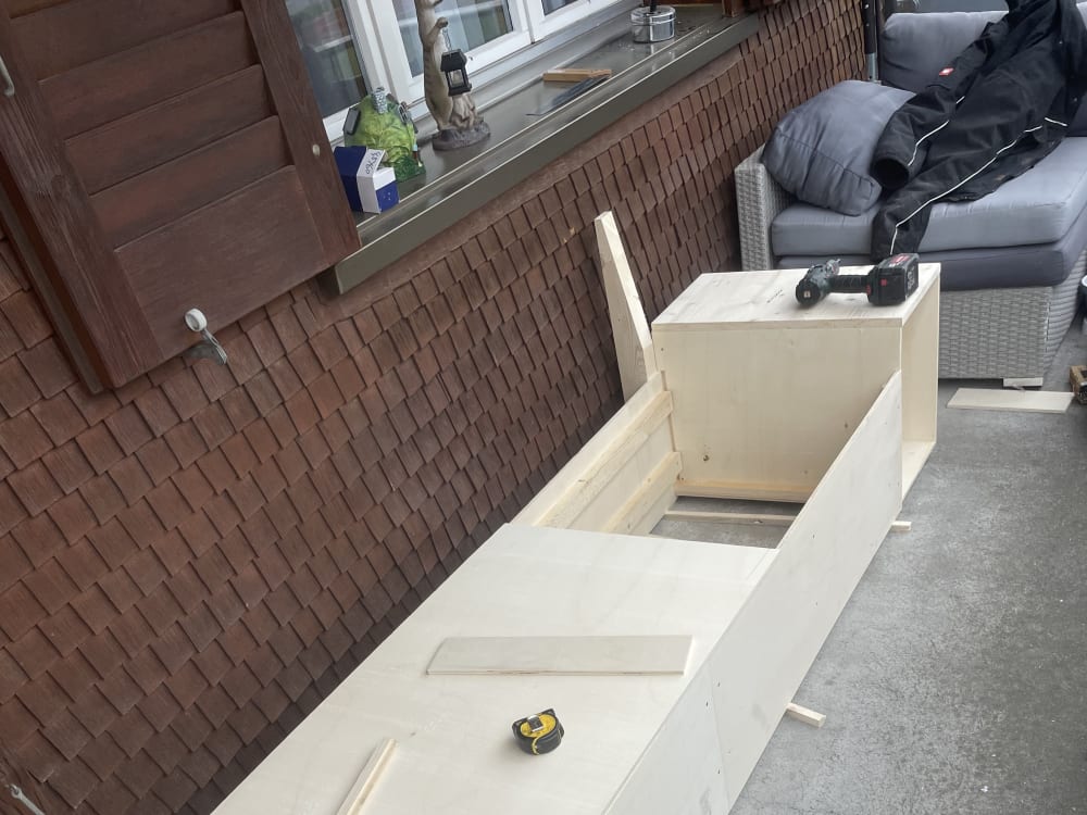 Timber terrace bench in Unterwasser - During installation - Image 4