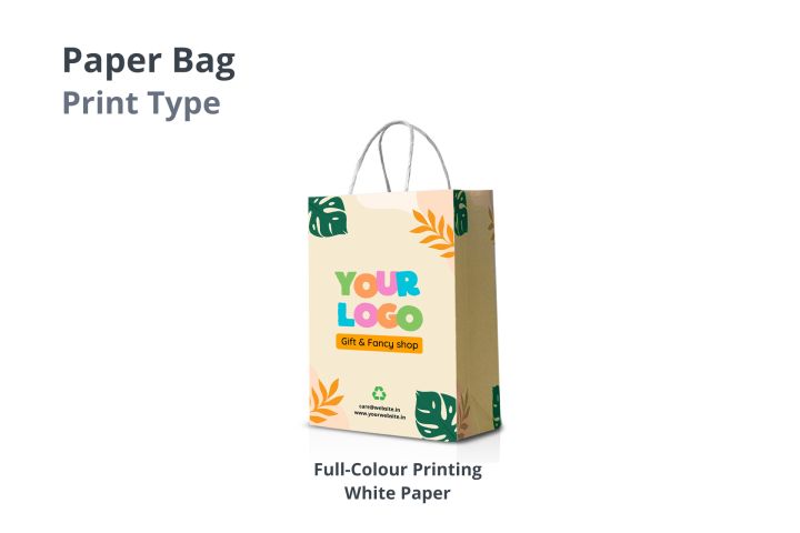 Custom White Paper Shopping Bags (Printed) Online at Best Prices