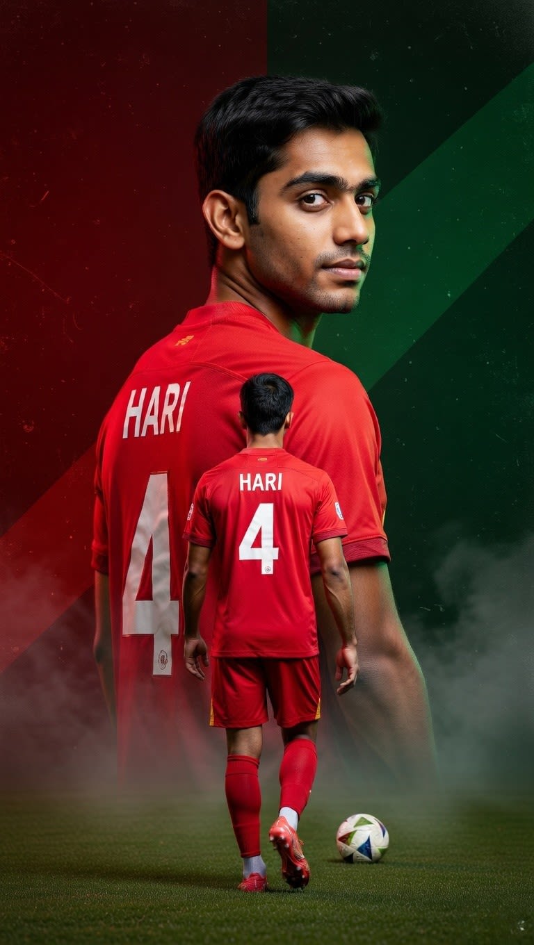 Cinematic Football Poster with Custom Player Portrait and Dual Composition Sports Design