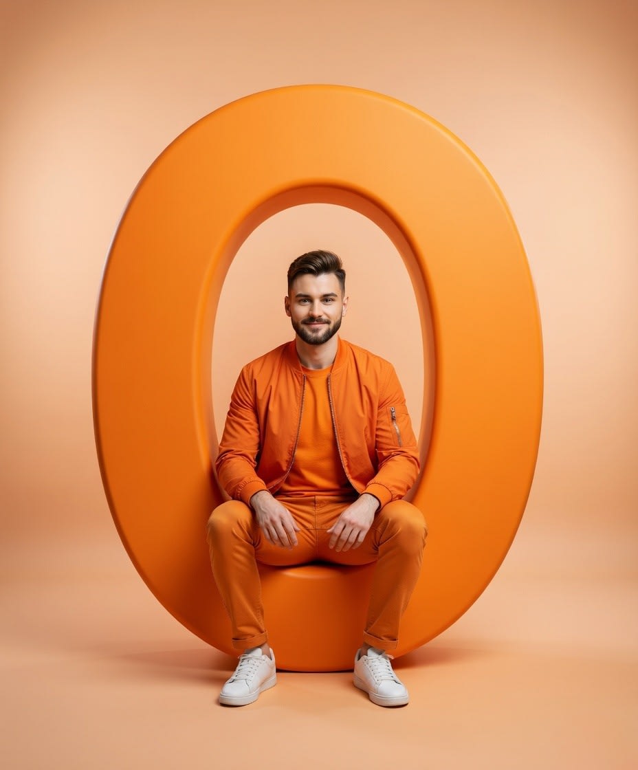 Monochrome Minimal Portrait with Giant Number Prop