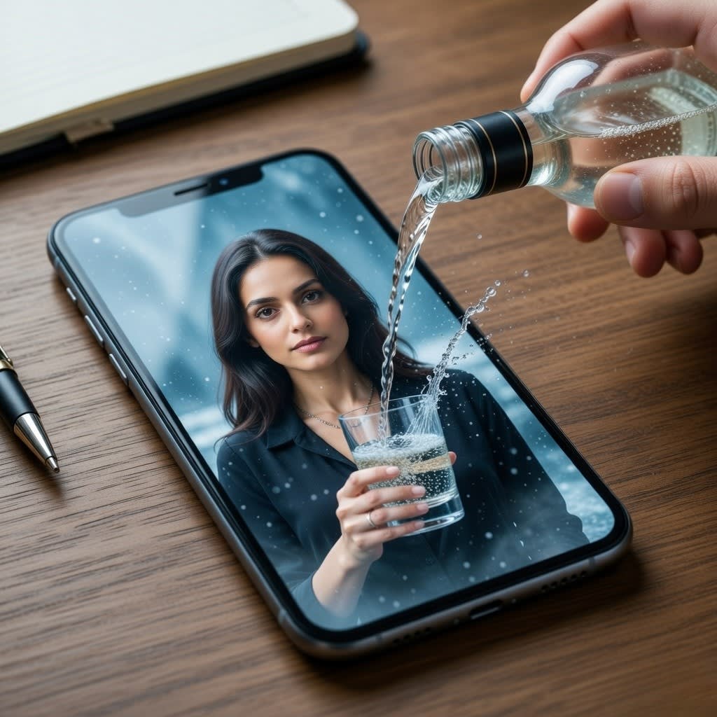 Creative Smartphone Illusion Soda Advertisement Concept