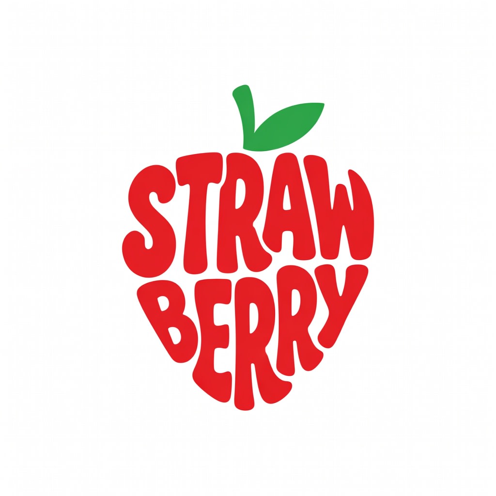 Creative strawberry Typography Logo in Fruit Shape Minimal Vector Design