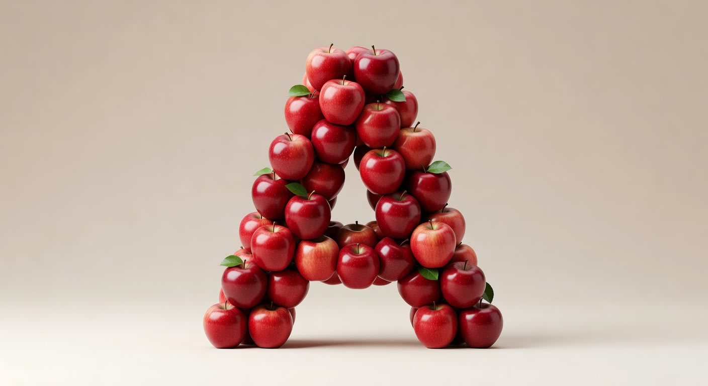 Fruit Typography Letter Made of Apples – 3D Alphabet Design