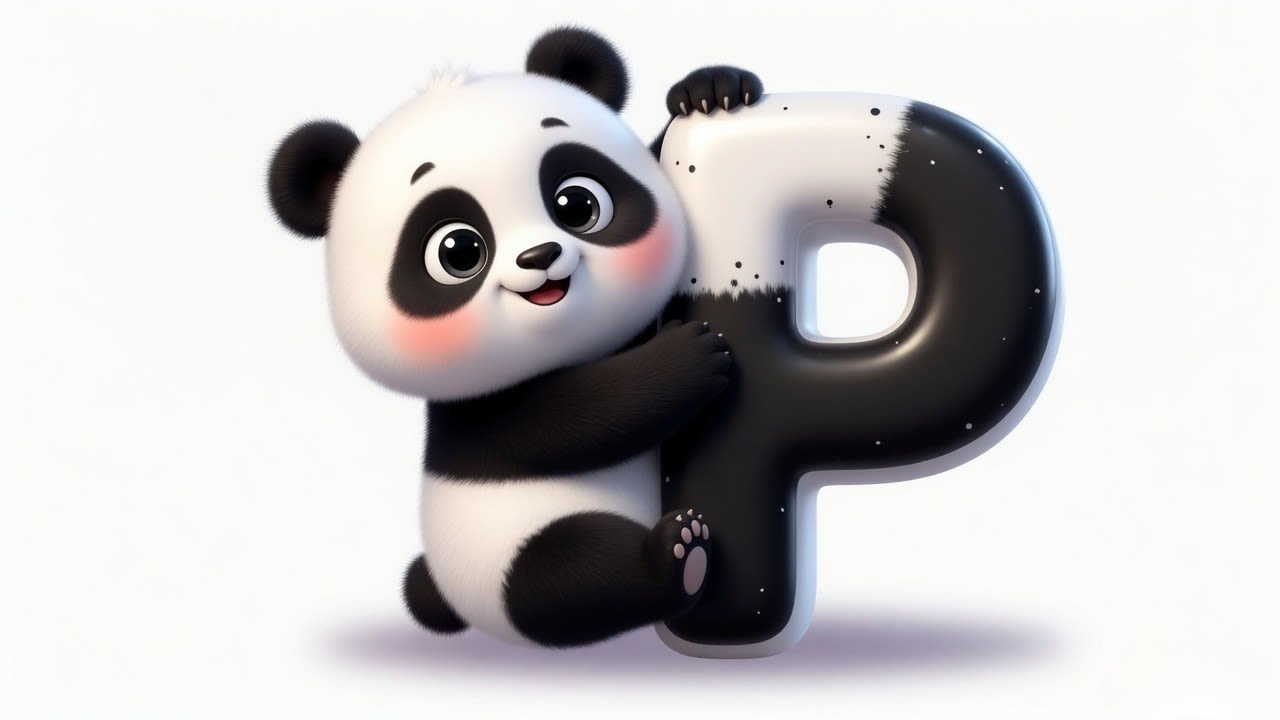 Cute baby animal holding letter matching animal color 3D cartoon character