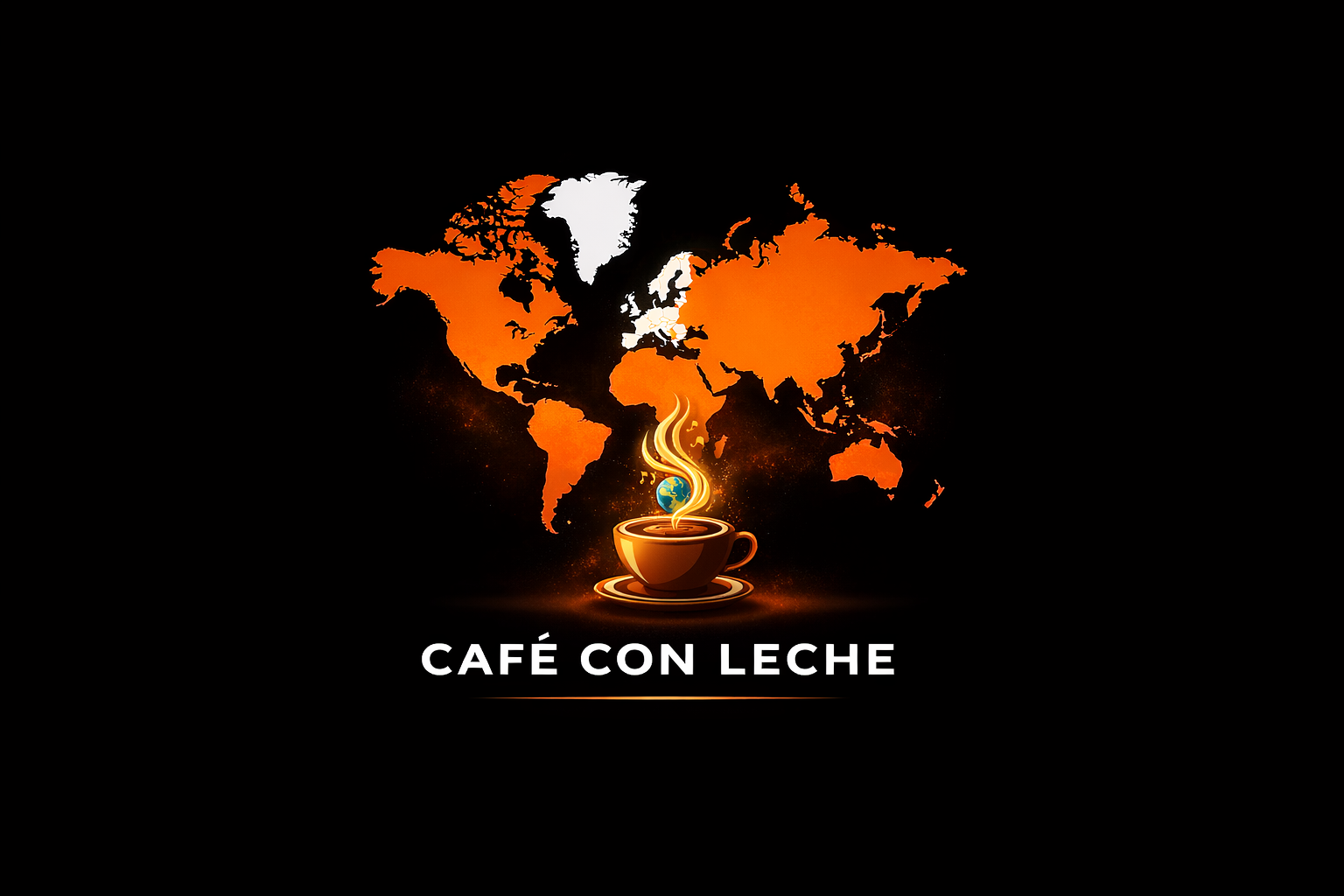 Café con Leche world map logo