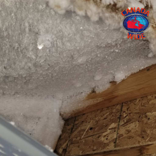 Frost build up from ice dam damage