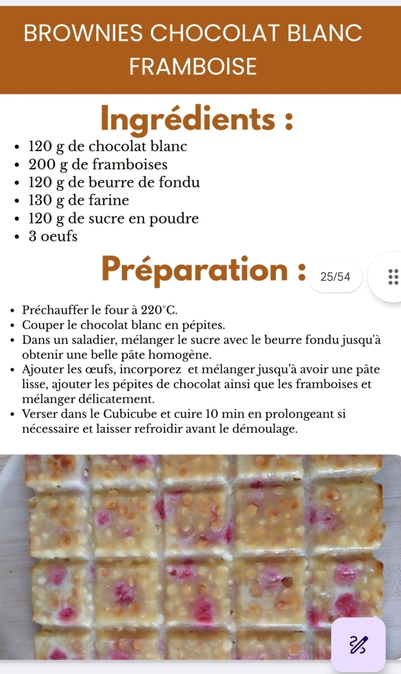 Brownies Chocolat Blanc Framboise