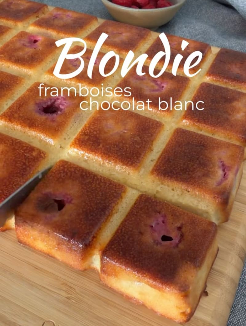 Blondie framboises chocolat blanc protéiné
