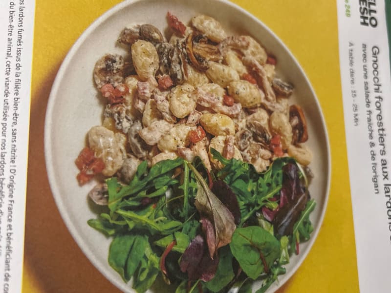 Gnocchis aux lardons, champignons et sauce crémeuse