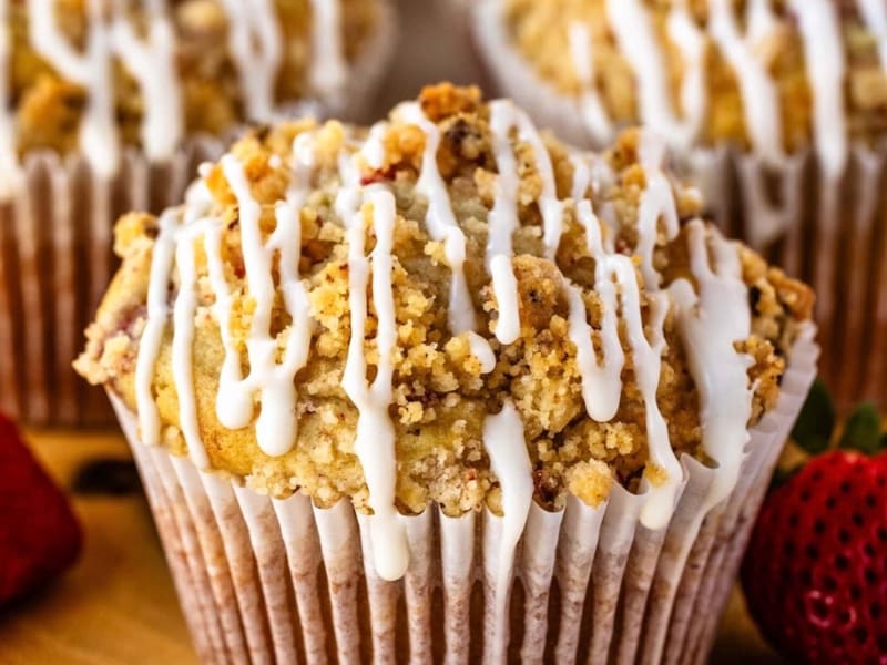 Muffins aux fraises et crumble