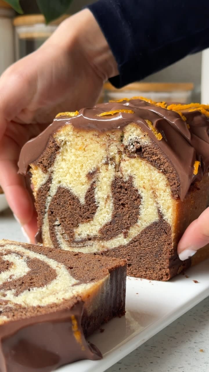 Gâteau marbré chocolat et orange