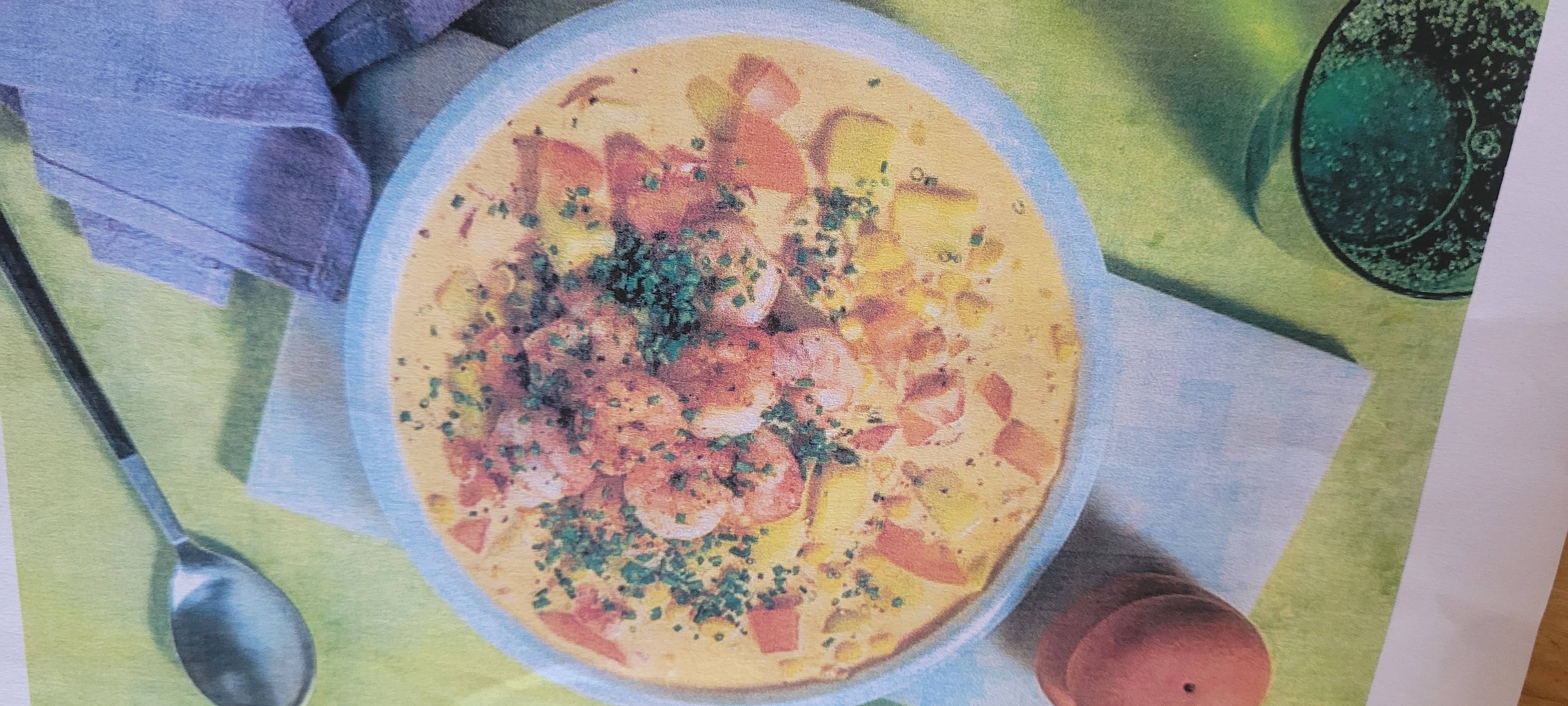 Soupe onctueuse de crevettes aux pommes de terre et maïs