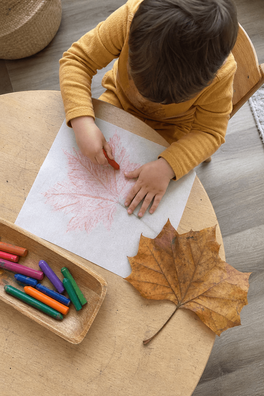 1. Leaf Vein Crayon Rubbing