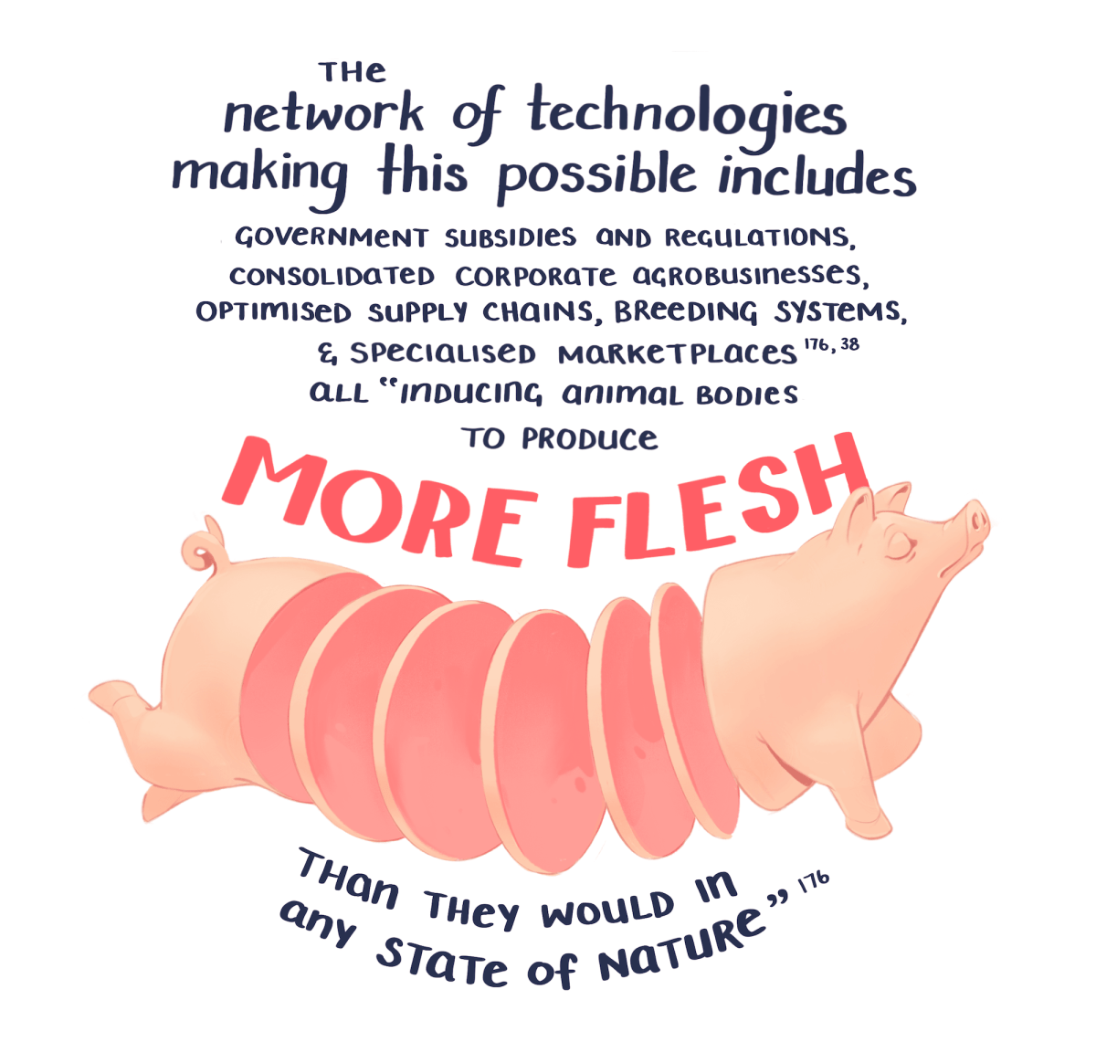 The network of technologies making this possible includes government subsidies and regulations, consolidated corporate agro-businesses, optimised supply chains, breeding systems, and specialised marketplaces