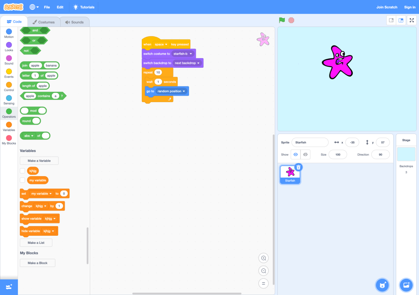 The scratch learning platform that allows you to construct clear visual chains of programming commands