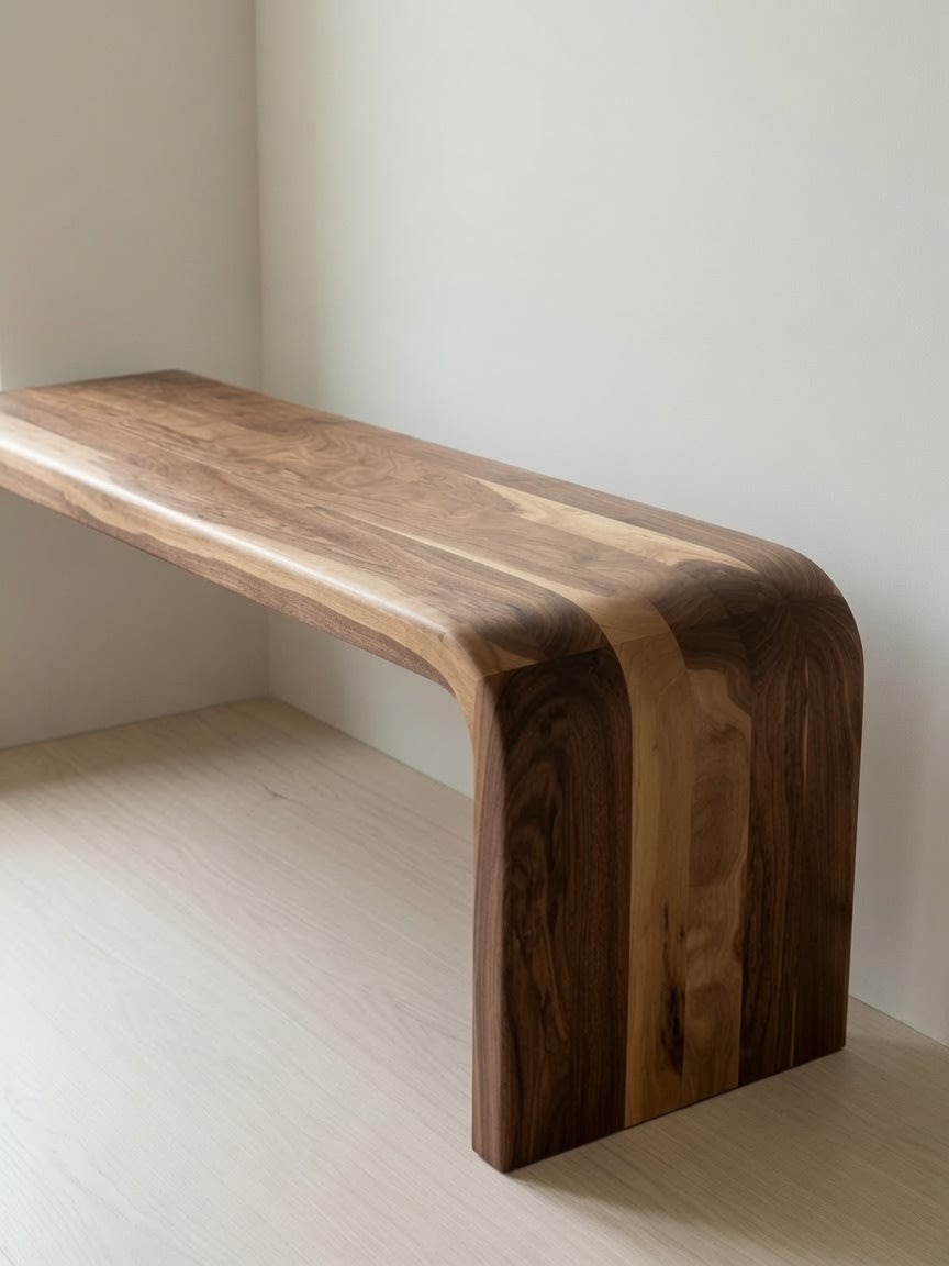 Black Walnut Waterfall Bench thumbnail 2