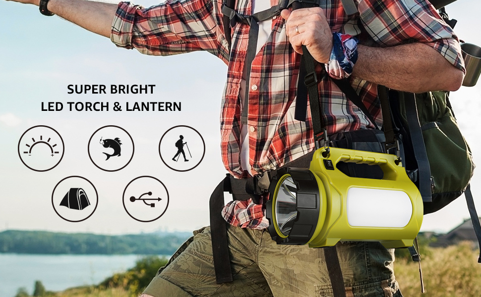 UNROEVS Camping Lantern Flashlight Rechargeable,1000 Lumen Super Bright Flashlight with 5Modes,3600 Capacity Battery Powered, Camping Lights&Lantern