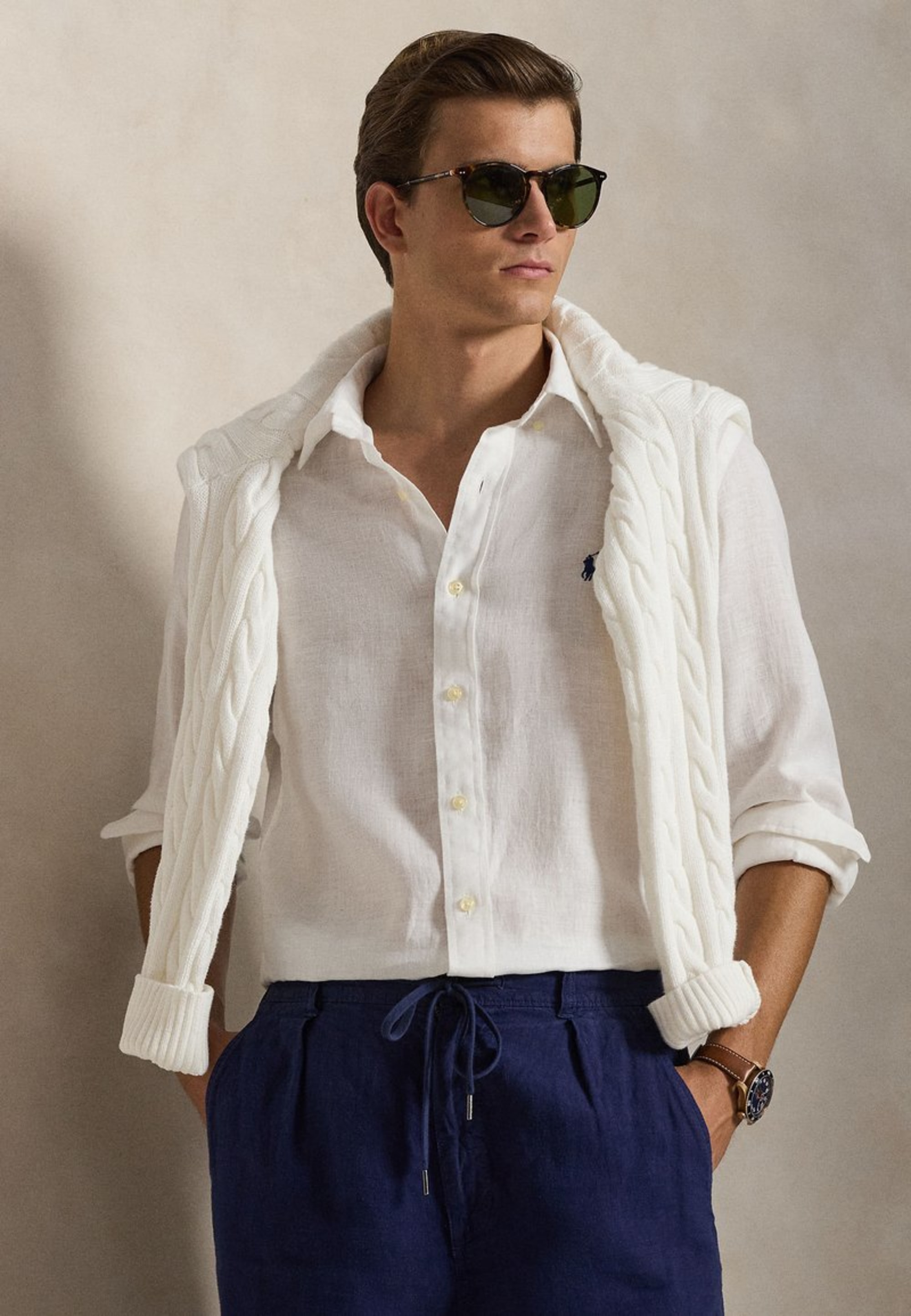 Polo Ralph Lauren Custom Fit Linen Shirt - Blanco