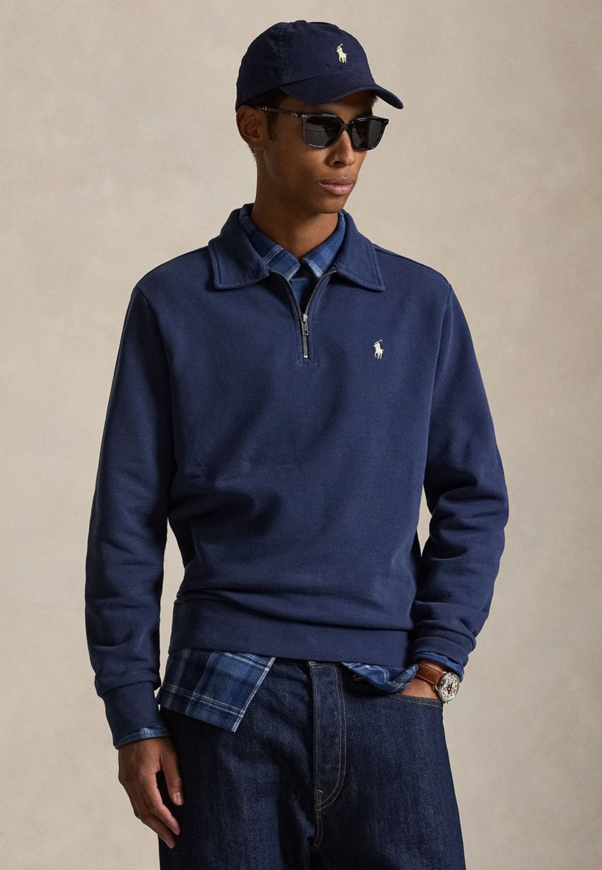 Polo Ralph Lauren Loopback Fleece Quarter-Zip - Cruise Navy