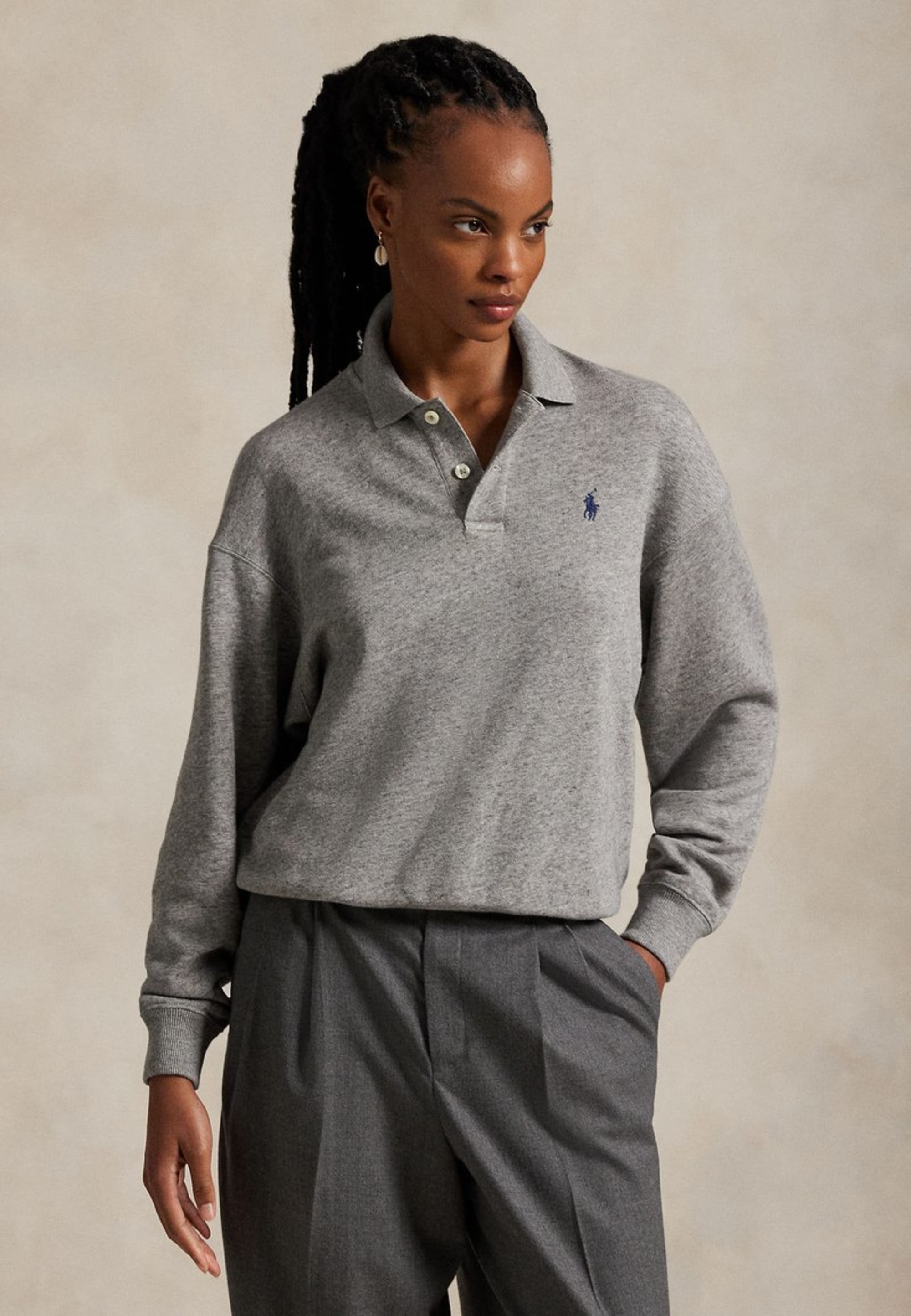 Polo Ralph Lauren Polo-Collar Pullover - Dark Vintage Heather