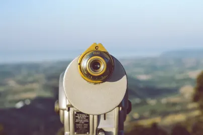 nature scene with parascope looking at hillside