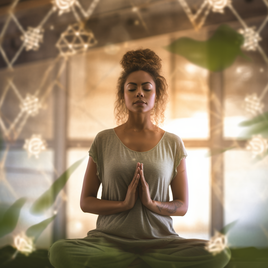 An inspiring image of Heather leading a yoga class in her serene studio, exemplifying her passion for guiding others on their wellness journey.