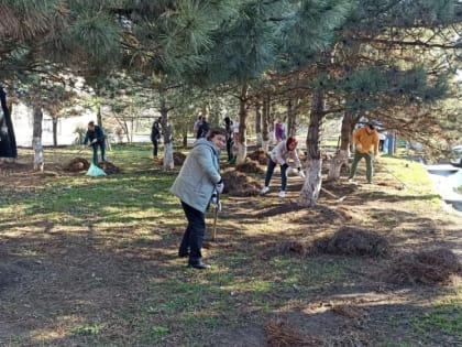 Утром жители Таганрога навели порядок в двух скверах