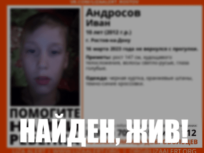 В Ростове-на-Дону нашли живым пропавшего 10-летнего мальчика, который не вернулся домой с прогулки