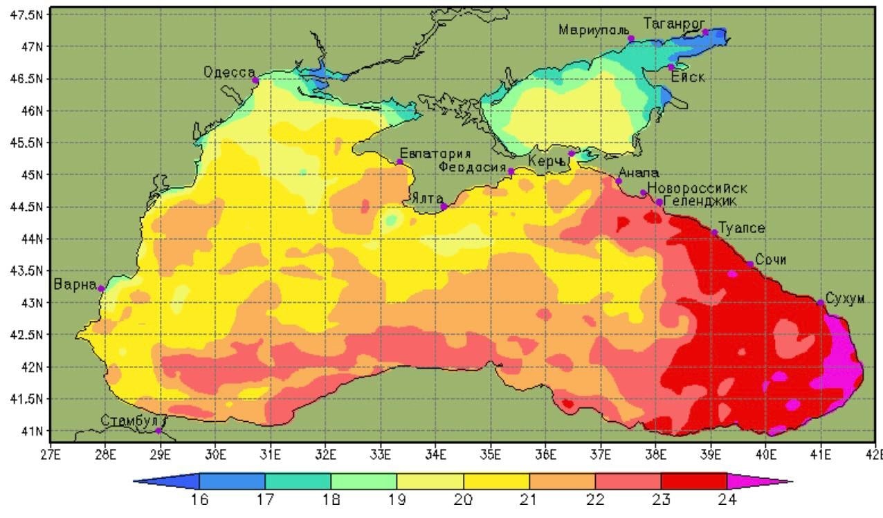 Тепловая карта черного моря сейчас