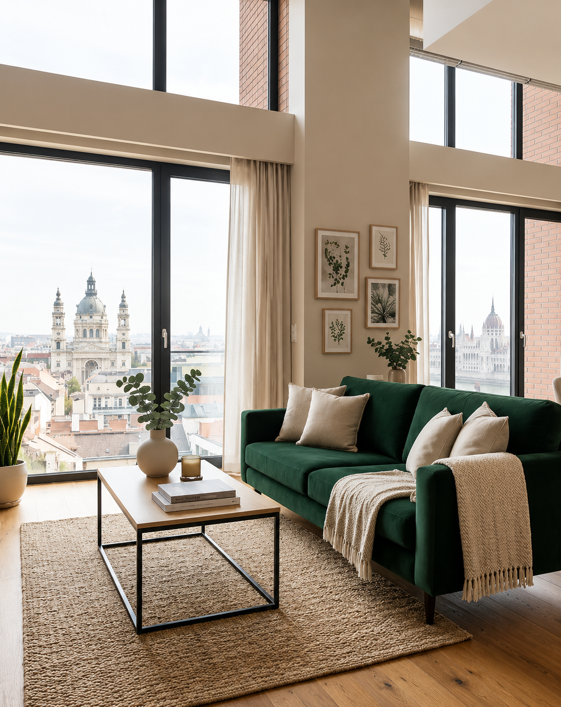Modern budapesti apartman panorámás kilátással
