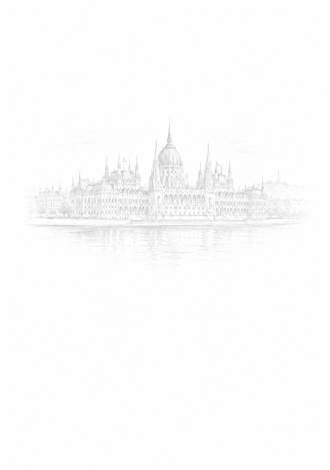 A budapesti Parlament rajzos illusztrációja