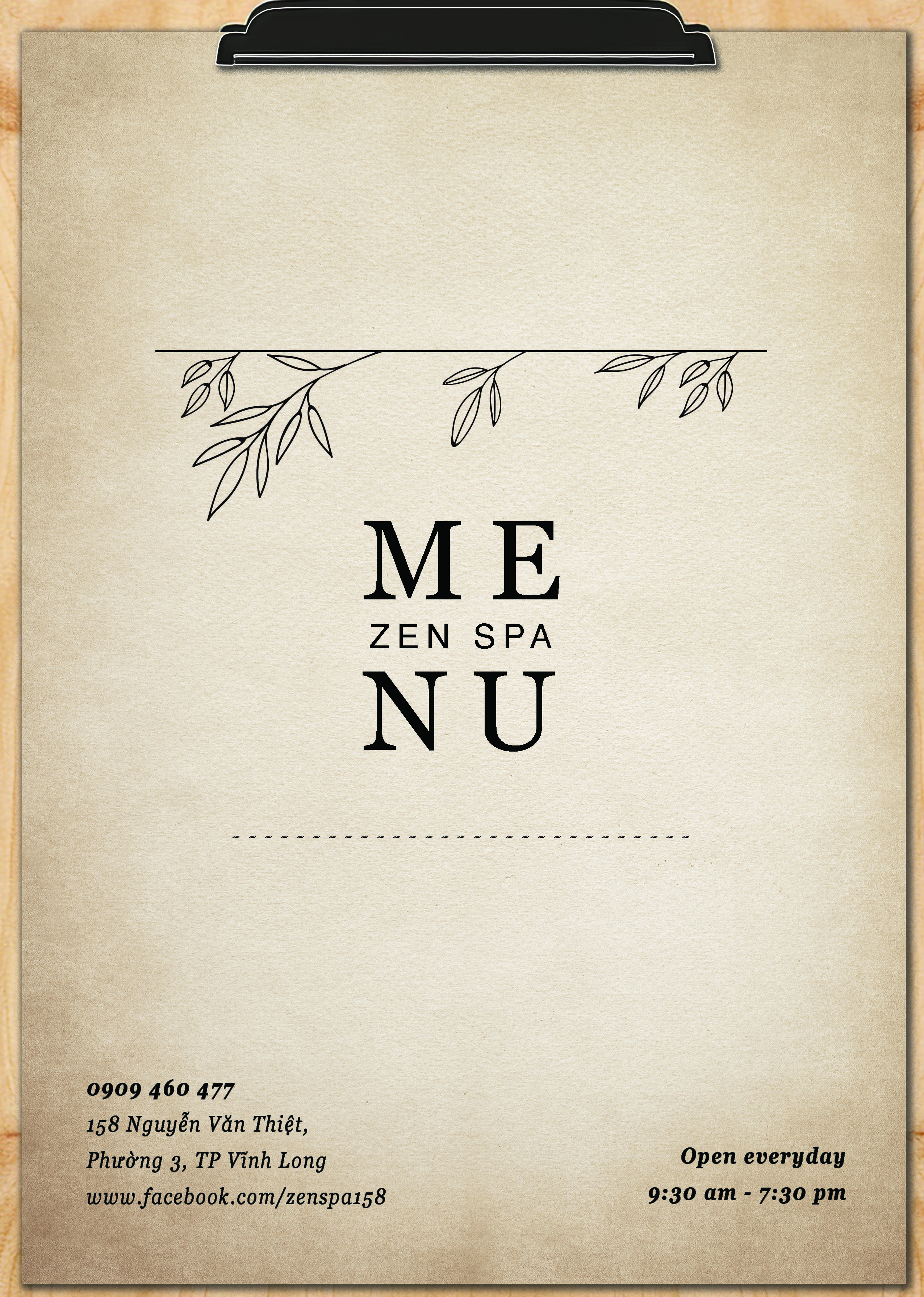 Spa Menu 1
