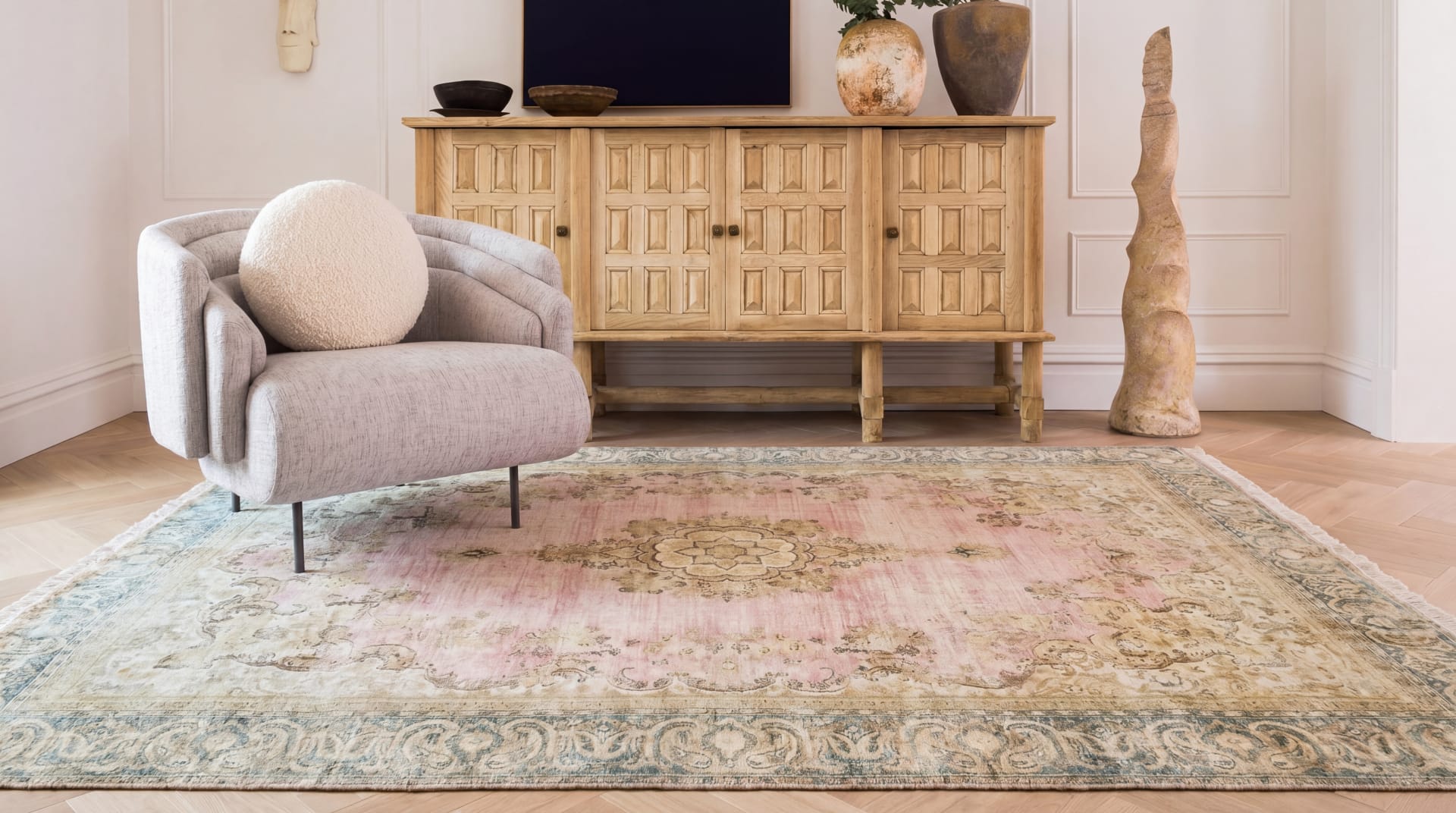 Persian rug in a warmly lit interior