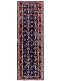 Afghan Tribal Vase Navy Runner