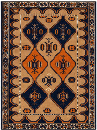 Baluch Geometric Diamond Navy Orange