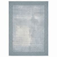 Contemporary Geometric Grid Silver Blue