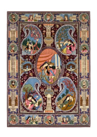 Isfahan Pictorial Medallion Burgundy