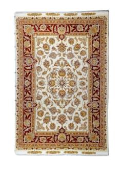 Persian Tabriz Ivory & Burgundy Floral